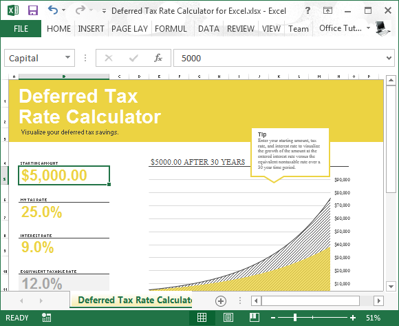 deferred tax calculation excel