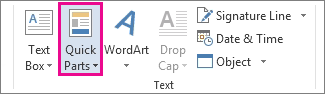 how to create quick parts in word